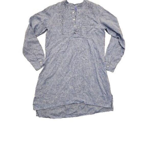 Pine Cone Hill Womens Blue Linen Coastal Chic Neutral Pleated Tunic Sz XL - Picture 1 of 6